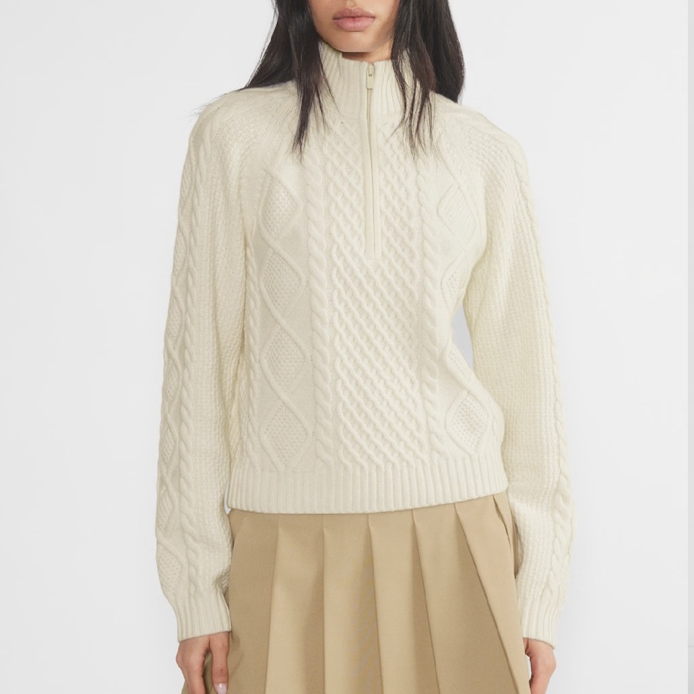 Aritzia x Sunday Best - Boreal 1/4 zip
Merino wool cable-knit sweater, W’s Small - Picture 2 of 8